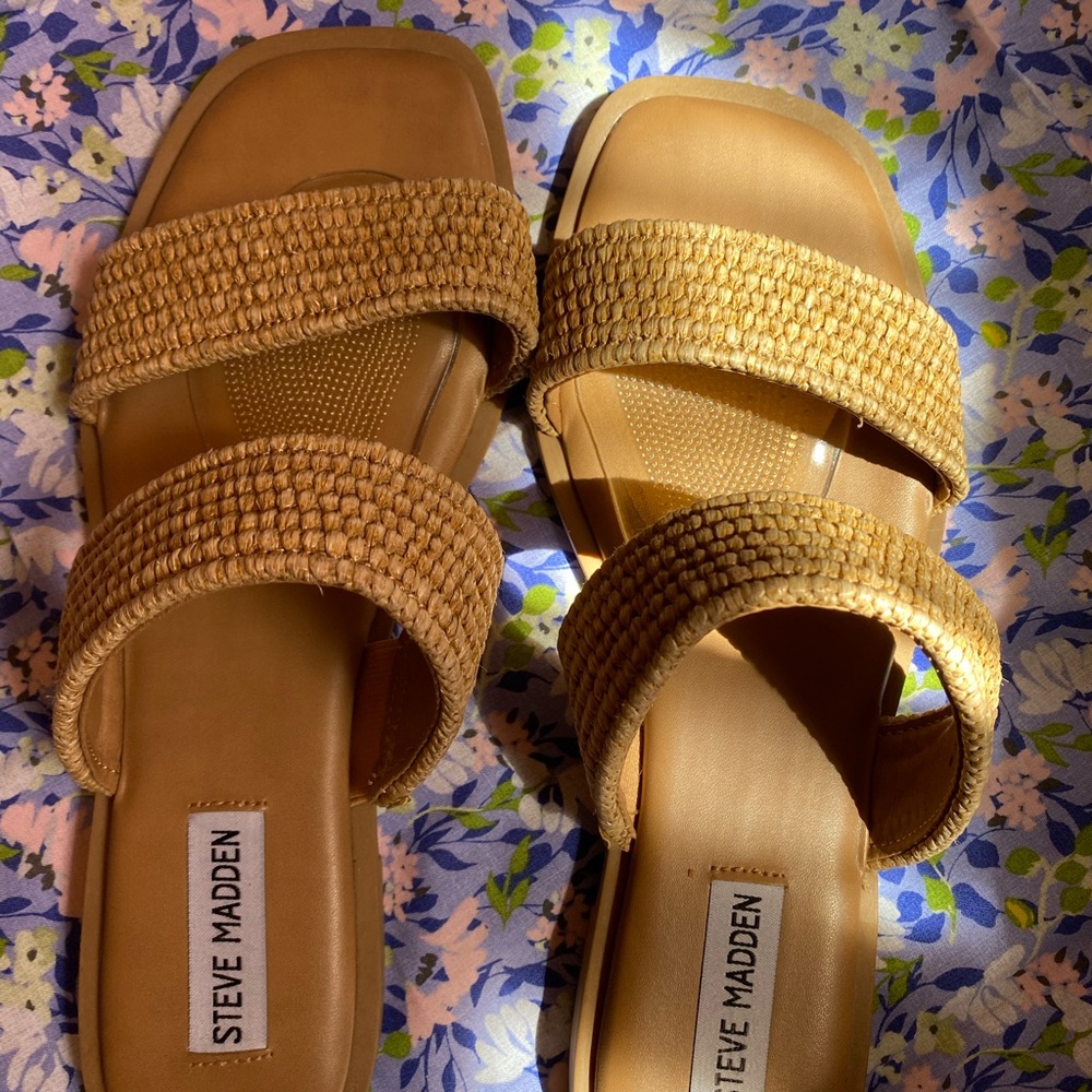 Steven By Steve Madden Tan Slip-On Sandals